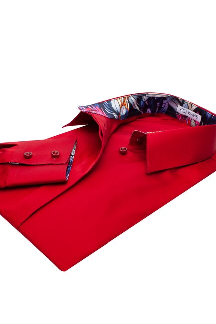 Женская рубашка под пуговицы вишневая с отделкой протеи - 8260 от byME 