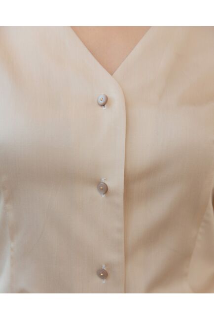 Женская блузка с объемным рукавом и V-образным вырезом бежевая - 8241 от byME 