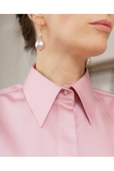 Женская рубашка с пышным рукавом розовая - 8248 от byME 