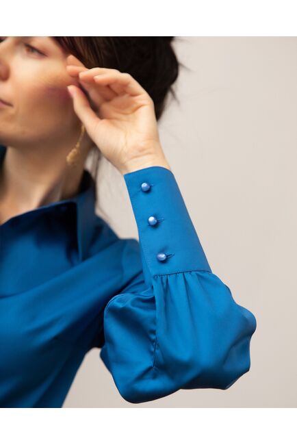 Женская рубашка с пышным рукавом кобальт - 8249 от byME 