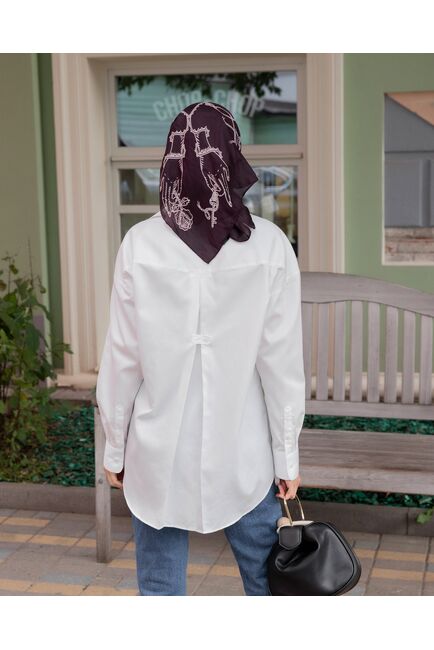 Женская рубашка в оверсайз силуэте белая с карманами - 8263 от byME 