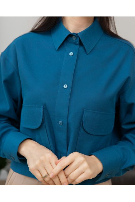 Женская блузка укороченная с карманами кобальт - 8269 от byME 