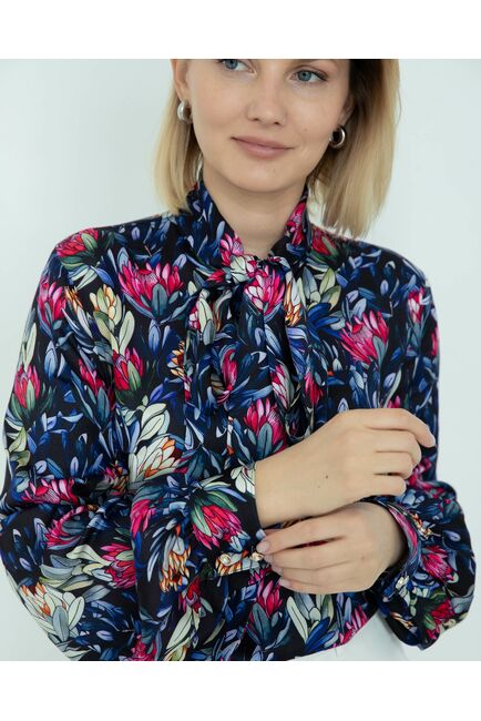 Женская блузка с бантом принт протеи - 8275 от ByME 