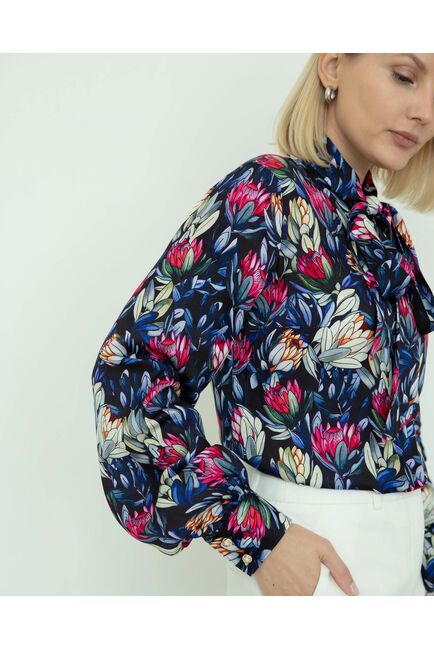 Женская блузка с бантом принт протеи - 8275 от ByME 