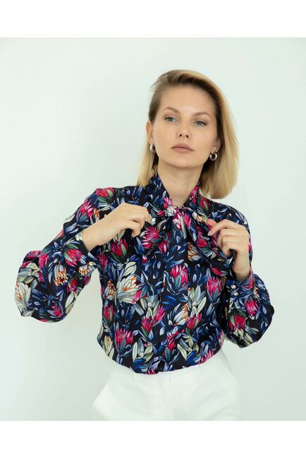 Женская блузка с бантом принт протеи - 8275 от ByME 