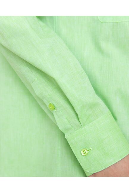 Женская льняная рубашка в оверсайз силуэте салатовая - 8293 от byME 