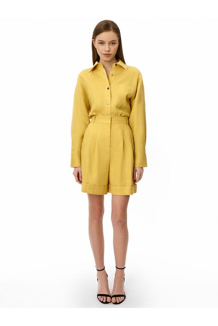 Шорты женские изо льна жёлтые от byME 