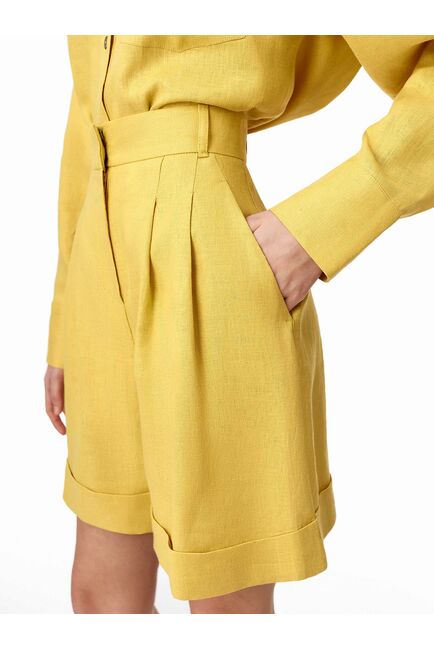Шорты женские изо льна жёлтые от byME 