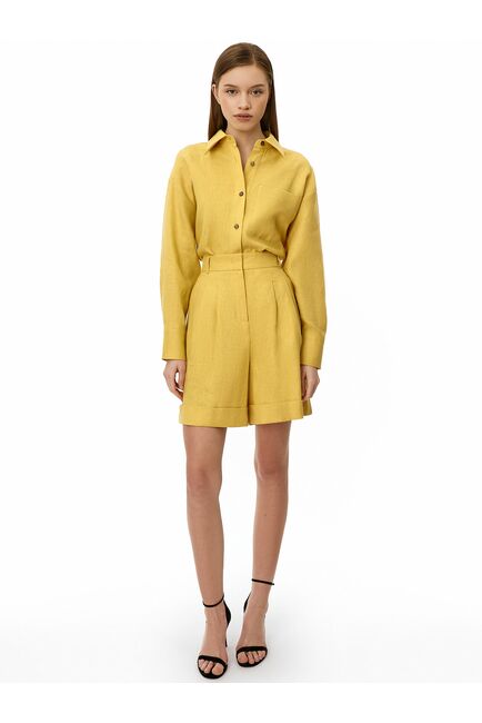 Шорты женские изо льна жёлтые от byME 