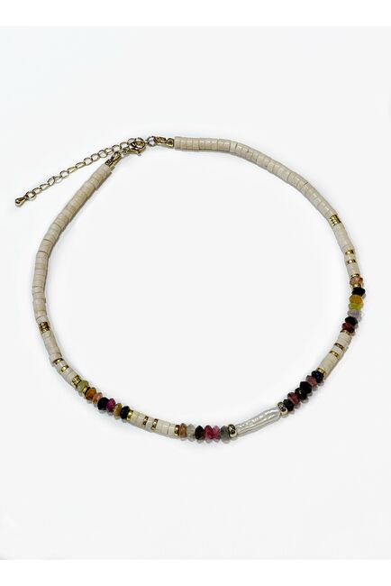 Чокер из Турмалина Жемчуг Кость слон Гематит - S00110 от  