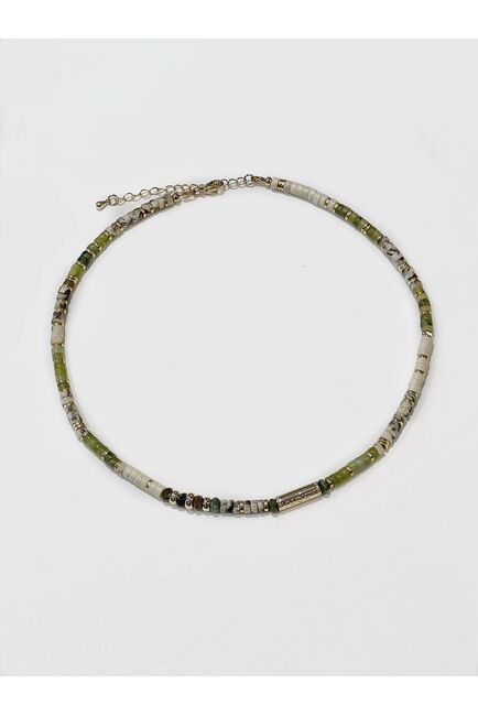 Чокер из Жадет Турмалин Яшмы слон кость - S00111 от  