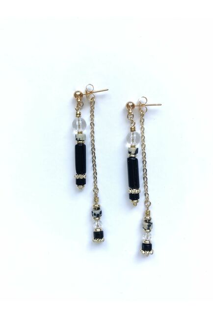 Серьги из агата, яшмы и горного хрусталя - S00150 от  