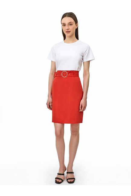Зауженная юбка из тенсела красная от byME 