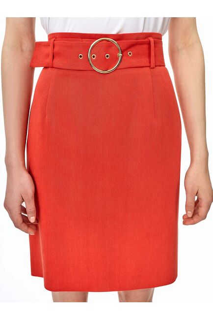 Зауженная юбка из тенсела красная от byME 