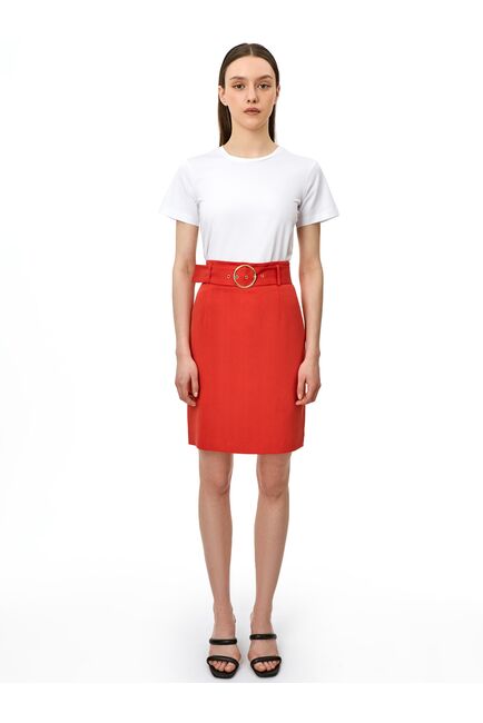 Зауженная юбка из тенсела красная от byME 