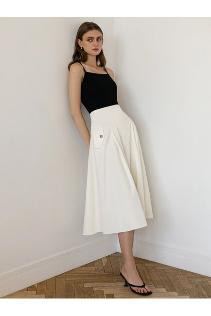Юбка миди с карманами цвет экрю от byME 