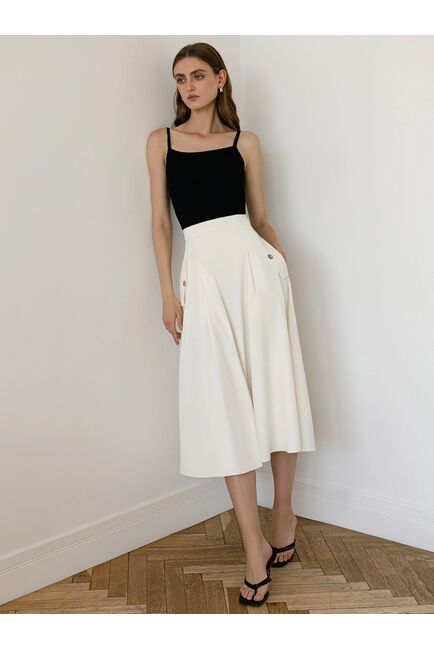 Юбка миди с карманами цвет экрю от byME 