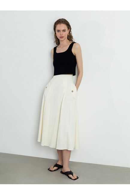 Юбка миди с карманами цвет экрю от byME 