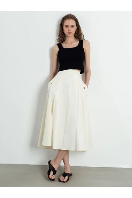 Юбка миди с карманами цвет экрю от byME 