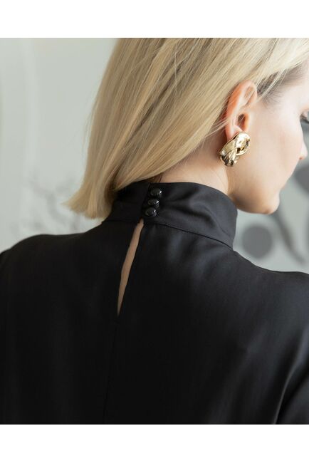 Женская рубашка с высоким манжетом чёрная - 8242 от byME 