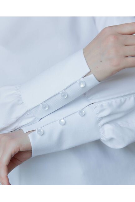 Женская рубашка с высоким манжетом белая - 8243 от byME 