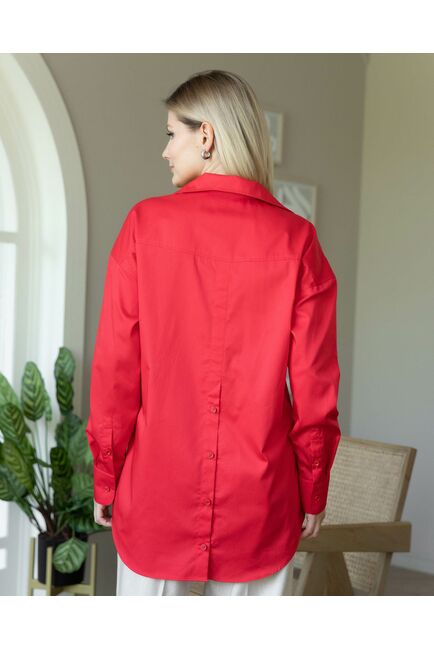 Женская рубашка в оверсайз силуэте красная - 8294 от byME 