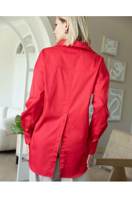 Женская рубашка в оверсайз силуэте красная - 8294 от byME 
