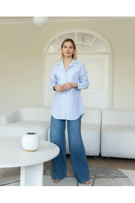 Женская рубашка в оверсайз силуэте в полоску - 8295 от byME 