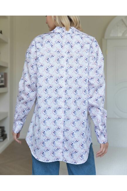 Женская рубашка в оверсайз силуэте принт веточки - 8296 от byME 