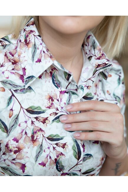 Женская рубашка принт цветы с рукавом 3/4 - 8297 от byME 