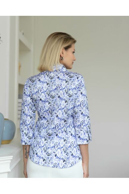 Женская рубашка с рукавом 3/4 принт сиреневые цветы  - 8298 от byME 