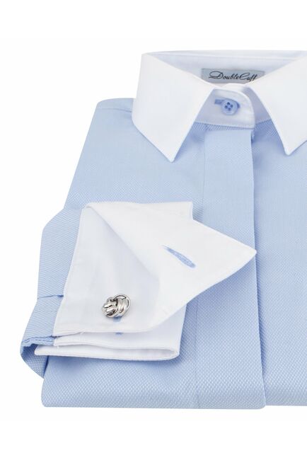 Женская рубашка под запонку голубая с белой отделкой - 8310 от byME 