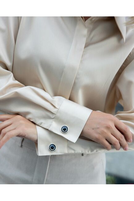 Женская блузка с универсальным манжетом бежевая - 8312 от byME 