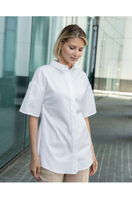 Женская рубашка с коротким рукавом белая - 8326 от byME 