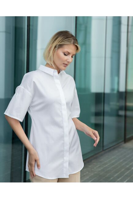 Женская рубашка с коротким рукавом белая - 8326 от byME 