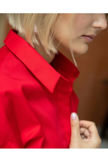 Женская рубашка с коротким рукавом красная - 8327 от byME 