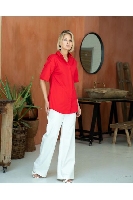 Женская рубашка с коротким рукавом красная - 8327 от byME 