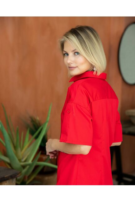 Женская рубашка с коротким рукавом красная - 8327 от byME 