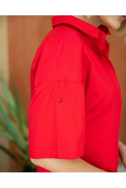 Женская рубашка с коротким рукавом красная - 8327 от byME 