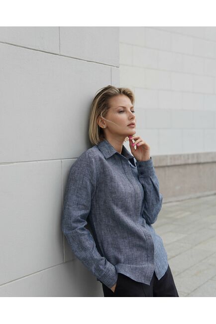 Женская льняная рубашка графитовая - 8330 от byME 