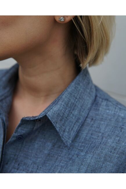 Женская льняная рубашка графитовая - 8330 от byME 