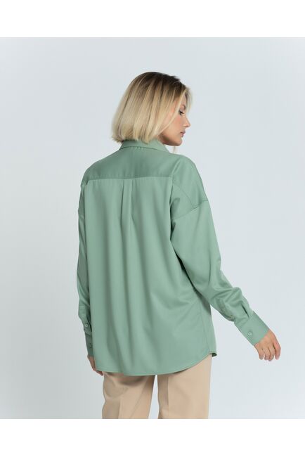 Женская рубашка с универсальным манжетом оливковая  - 8361 от byME 