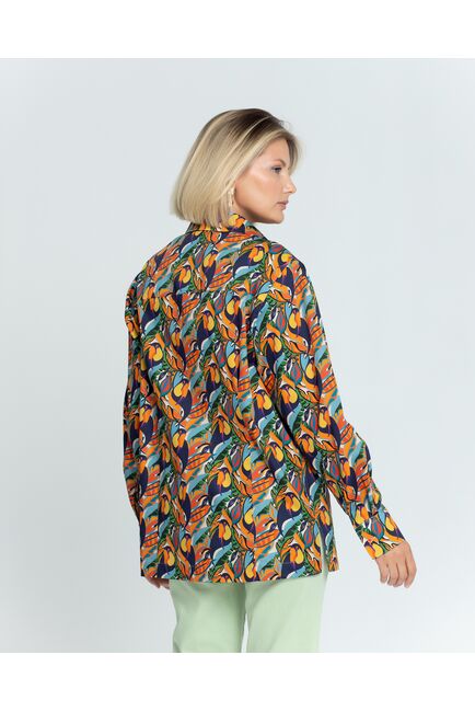Женская рубашка с универсальным манжетом принт тропический  - 8365 от byME 