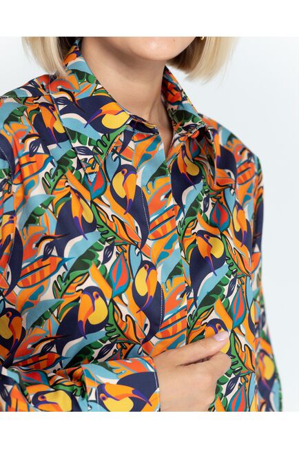 Женская рубашка с универсальным манжетом принт тропический  - 8365 от byME 