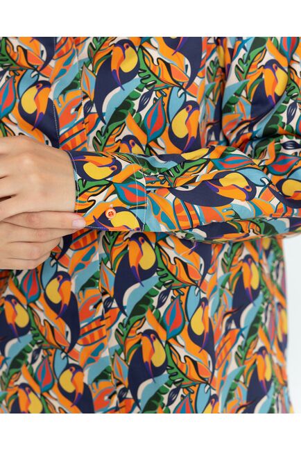 Женская рубашка с универсальным манжетом принт тропический  - 8365 от byME 