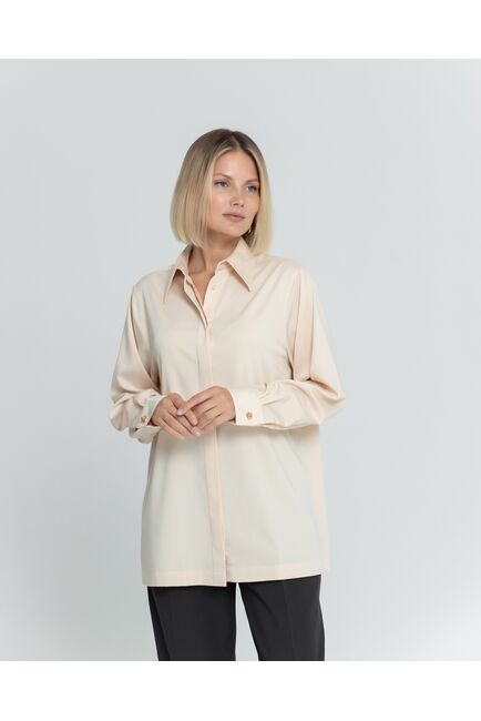 Женская рубашка с супатной застёжкой бежевая - 8373 от byME 