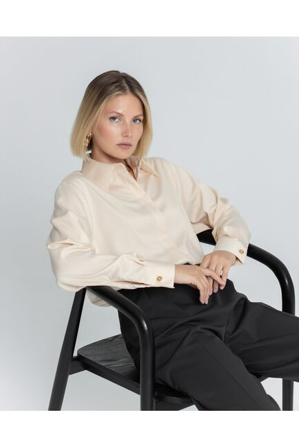 Женская рубашка с супатной застёжкой бежевая - 8373 от byME 