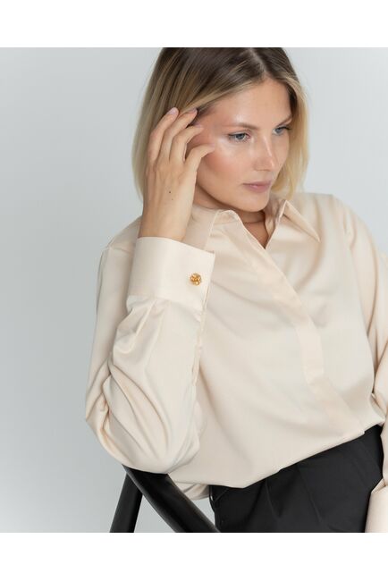 Женская рубашка с супатной застёжкой бежевая - 8373 от byME 