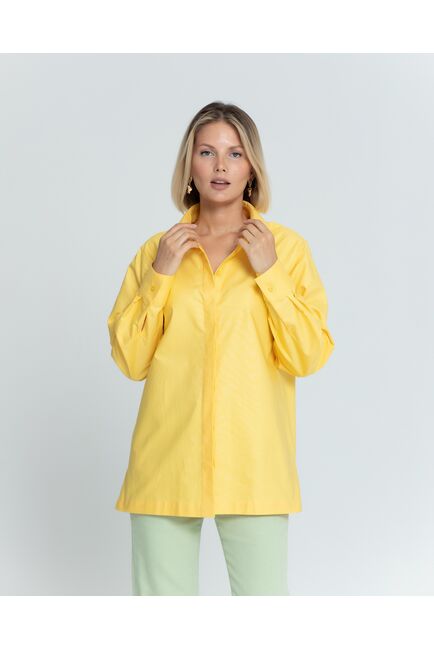 Женская рубашка с универсальным манжетом жёлтая - 8374 от byME 