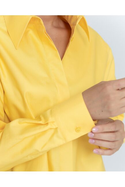 Женская рубашка с универсальным манжетом жёлтая - 8374 от byME 